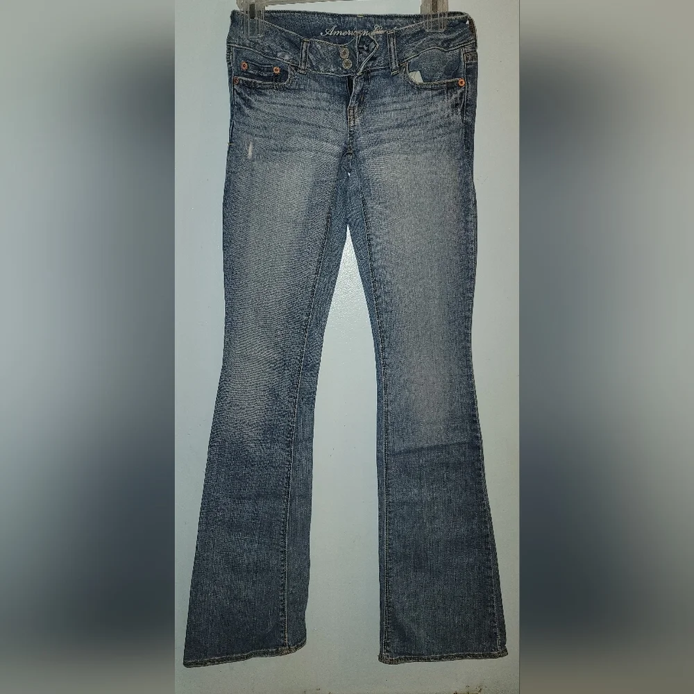 American Eagle Denim Jeans size 00 vintage Y2K decorative stitching stretch - Picture 1 of 16